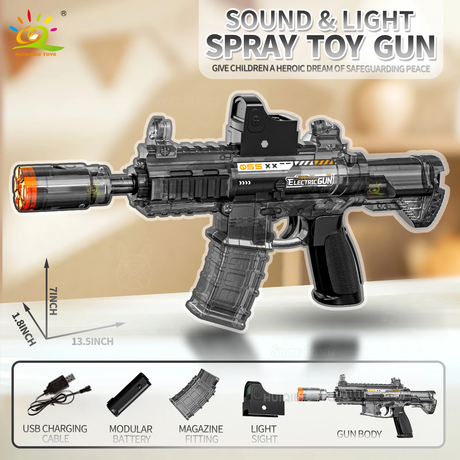 신제품 M146 인터로킹 전자 사운드 & 라이트 장난감 총 쿨 스프레이 에디션 서브머신건 성인 및 어린이용 생일 선물
