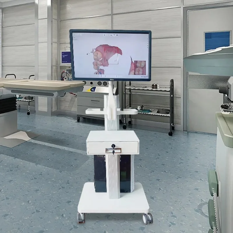 Алюминий + АБС-пластик, больничная тележка для полости рта с держателем сканера, офисная мобильная тележка для клиники