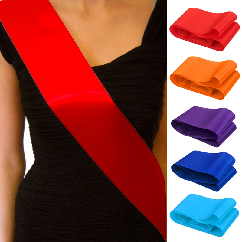 Nuevos suministros de recuerdos de fiesta, decoración para Baby Shower, faja en blanco, correa para el hombro, cinturón de etiqueta de boda, cinta de novia de cumpleaños de Color sólido