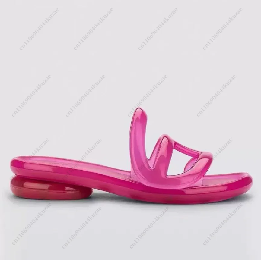 PVC Thick Bottom Crystal Jelly Sandals - Stylish One Word Flat Summer Shoes