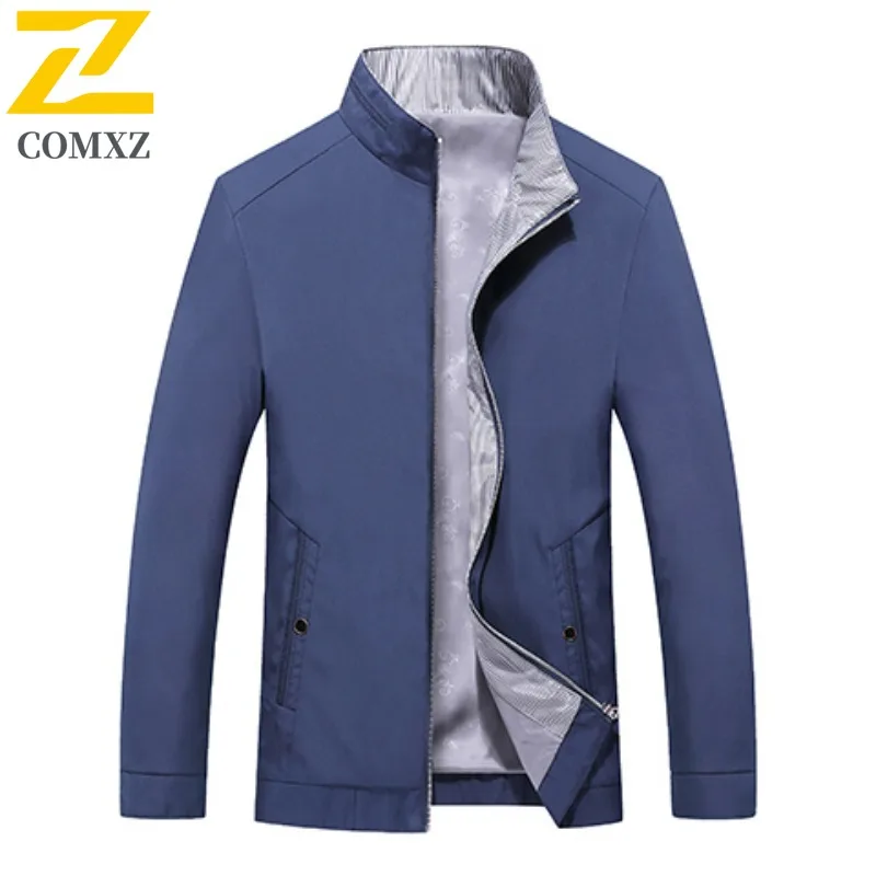 

COMXZ Mens Jacket Solid Color Stand Collar Commuting Office Lightweight Windproof Coat Business Leisure Autumn Windbreaker Coats