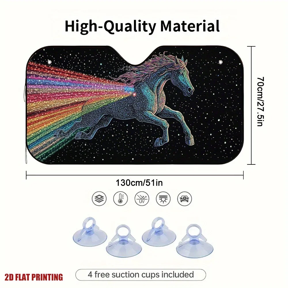 1pc Galactic Rainbow Horse Car Sun Visor, Improves Driving Comfort, Suitable For Families, Daily Commute, And Various Driving Sc