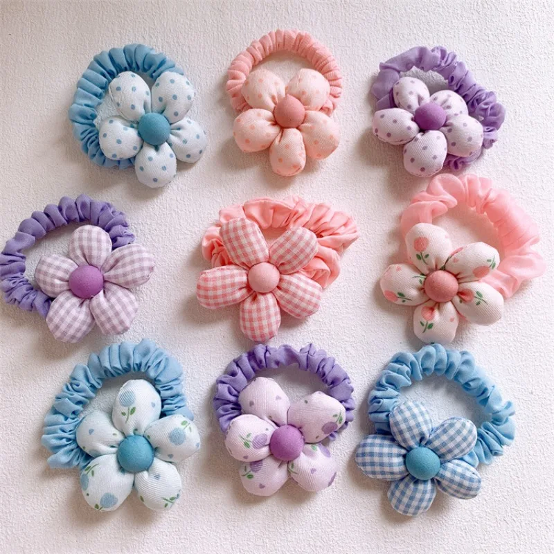 

Тканевые резинки для волос в клетку, в горошек, с цветочным узором для девочек, милые эластичные мягкие нескользящие резинки для хвостиков, аксессуары для детских причесок