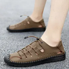 Men's Fashion Casual Shoes Handmade Leather Shoes Plain Face Breathable Convenient Buckle Outdoor Luxury Men's Sports Shoes