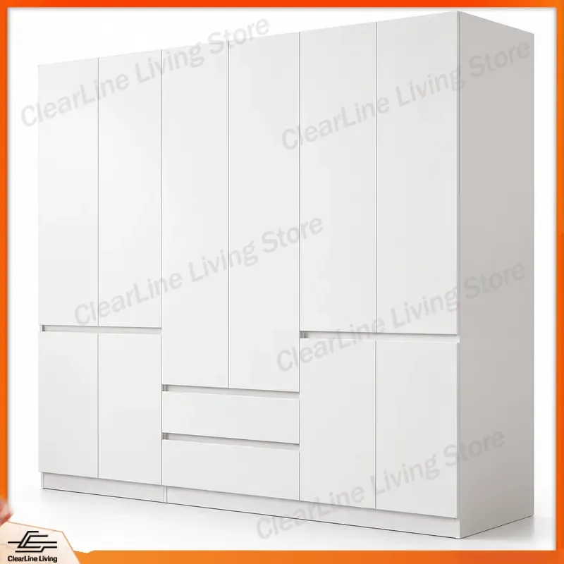 for One Door to the Top Pure Solid Wood Wardrobe Household Bedroom Free Handle Large Capacity Hanging Wardrobe Segmented