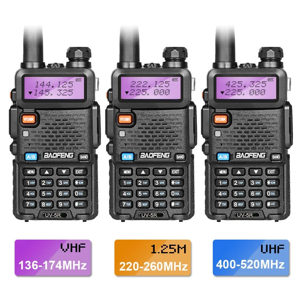 Baofeng Uv5r Iii Two Way Radio 136-174mhz 220-260mhzmhz 400-470mhz Tri Band Rescue Outdoor Ham Amateur Wireless Comunication