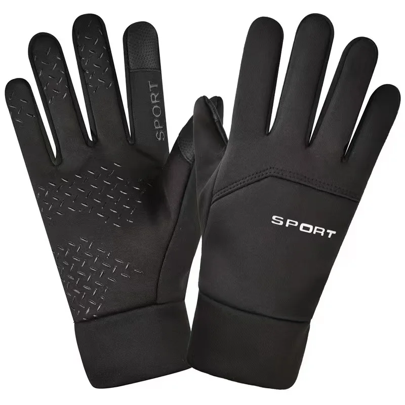Winter Waterproof Fishing Men's Gloves Women's Cycling Warm Anti Slip Outdoor Sports Exposed Two Finger Touch Screen Gloves