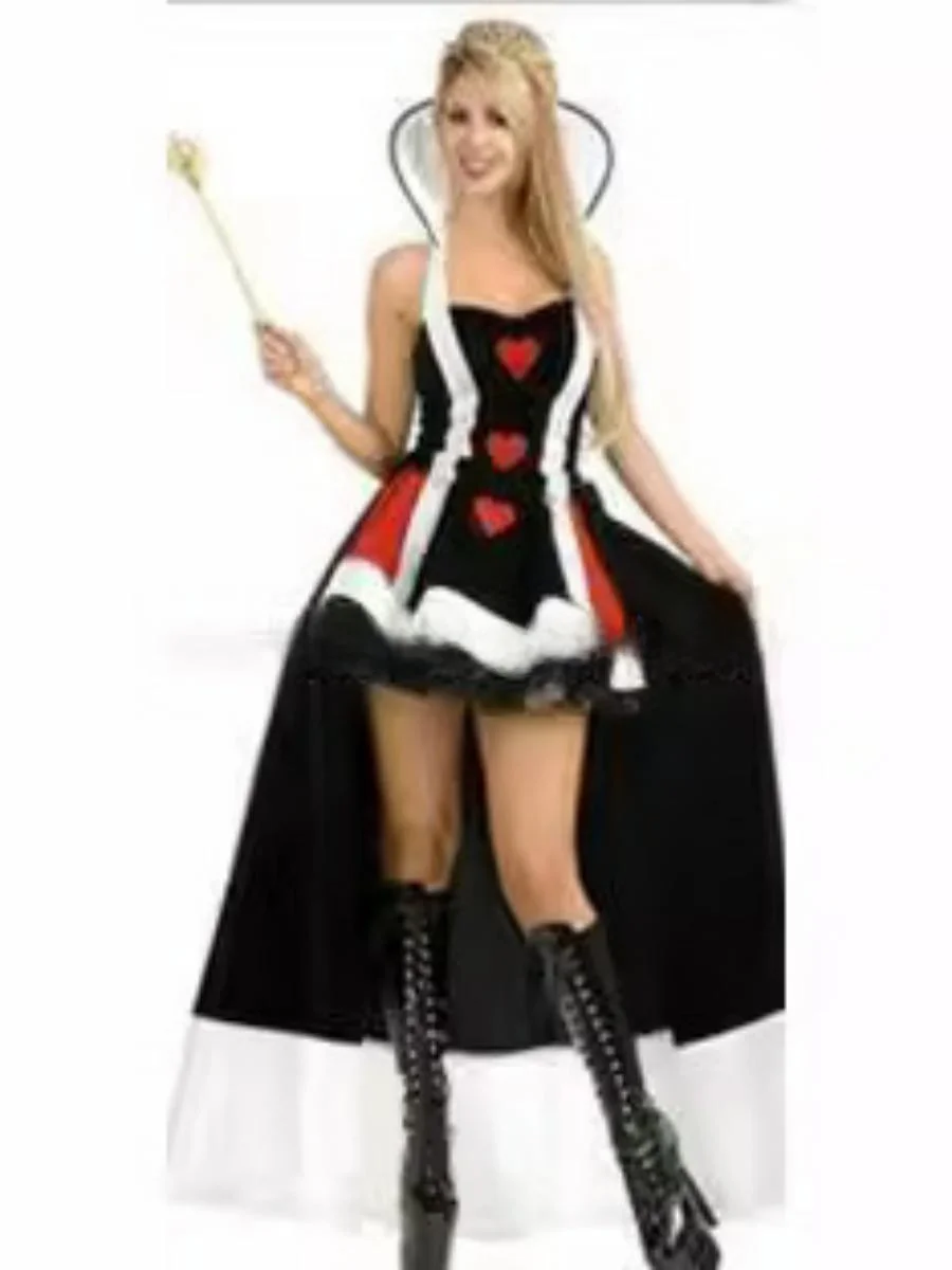 زي ملكة جديد للهالوين، زي ساحرة ومصاص دماء وشيطان، زي أحمر بقلب للعروض المسرحية، ملابس تقليدية نسائية #1