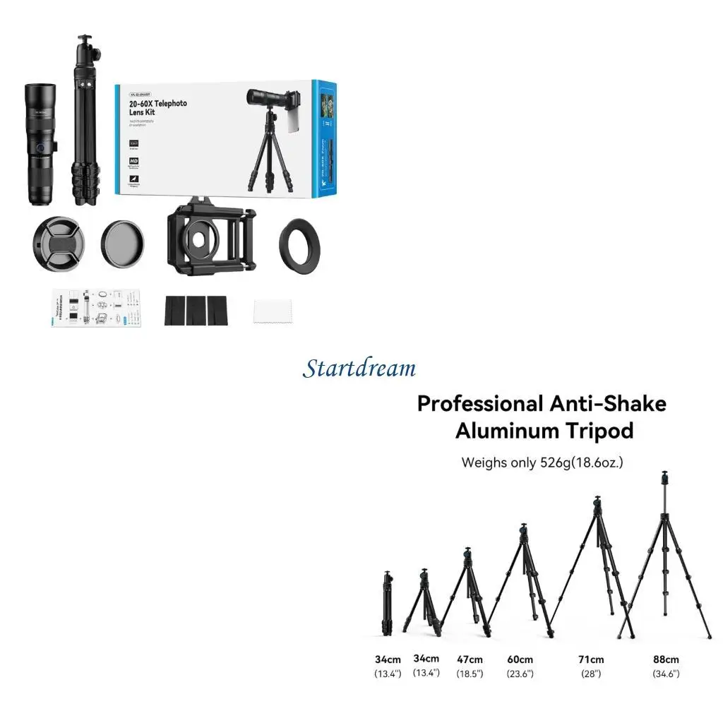 

Spotting 20 to 60X Zoom Portable Tripods Phone Mount for Targets Practice K92C
