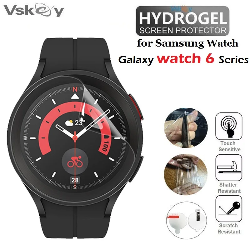 Protector de pantalla suave de hidrogel TPU para reloj inteligente, película protectora para Samsung Galaxy Watch 6 Classic de 43mm, 47mm, 40mm, 44mm, 100 unidades