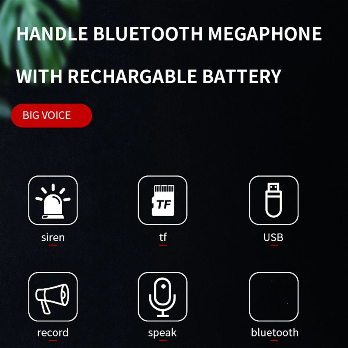 A20M جديد المتكلم 100 واط الطاقة المحمولة بولهورن صوت صفارة الإنذار/وائط الإنذار التحكم في مستوى الصوت محرك فلاش USB TF بطاقة BT