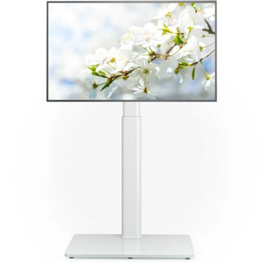 

Универсальная напольная подставка для телевизора с поворотом на 70 градусов и 9-уровневой регулировкой высоты для телевизоров от 27 до 65 дюймов, белая, компактный дизайн