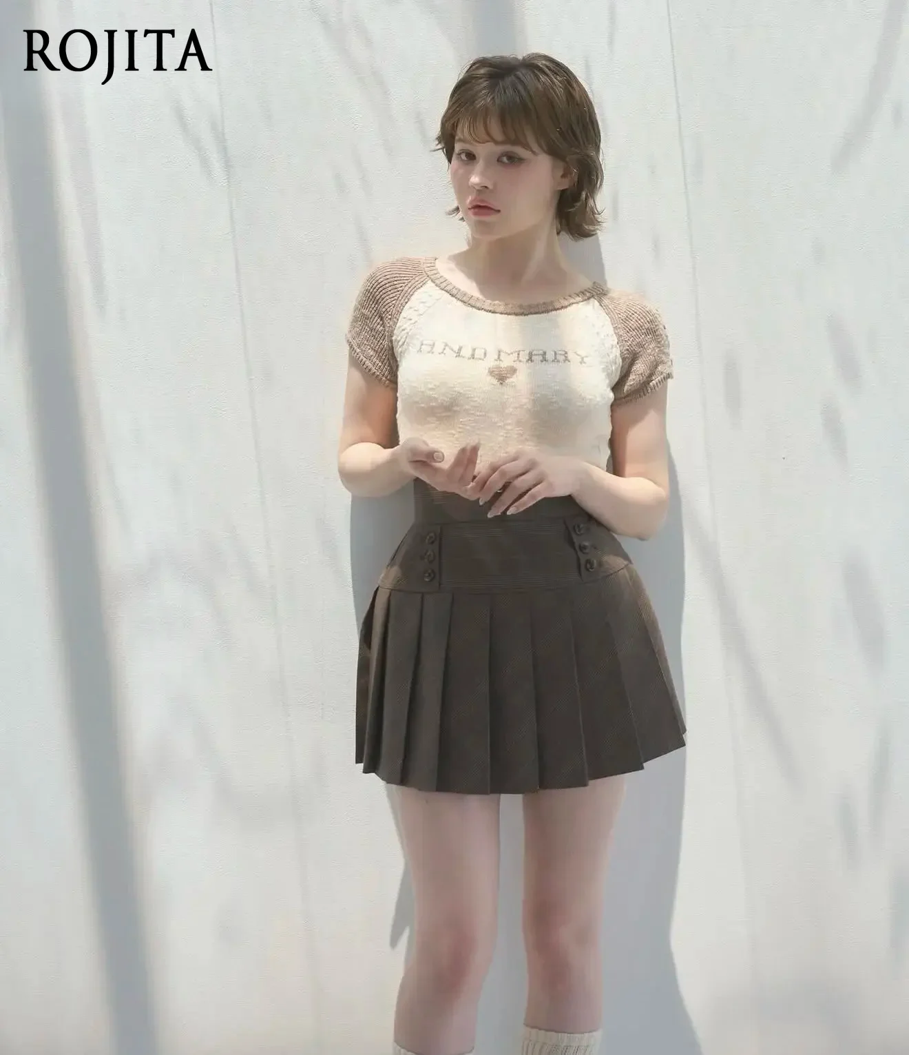 Preppy Style Plaid Pleated Short Skirt Women Plaid Pleated Mini Skirt High Waist Button Decor A Line Short Skirt