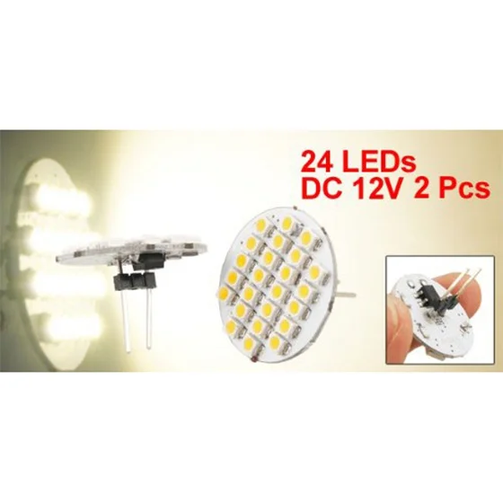 Classy-2 Pcs Car Auto Warm White 1210 SMD 24 Leds Vertical G4 Back Pin Light Bulb