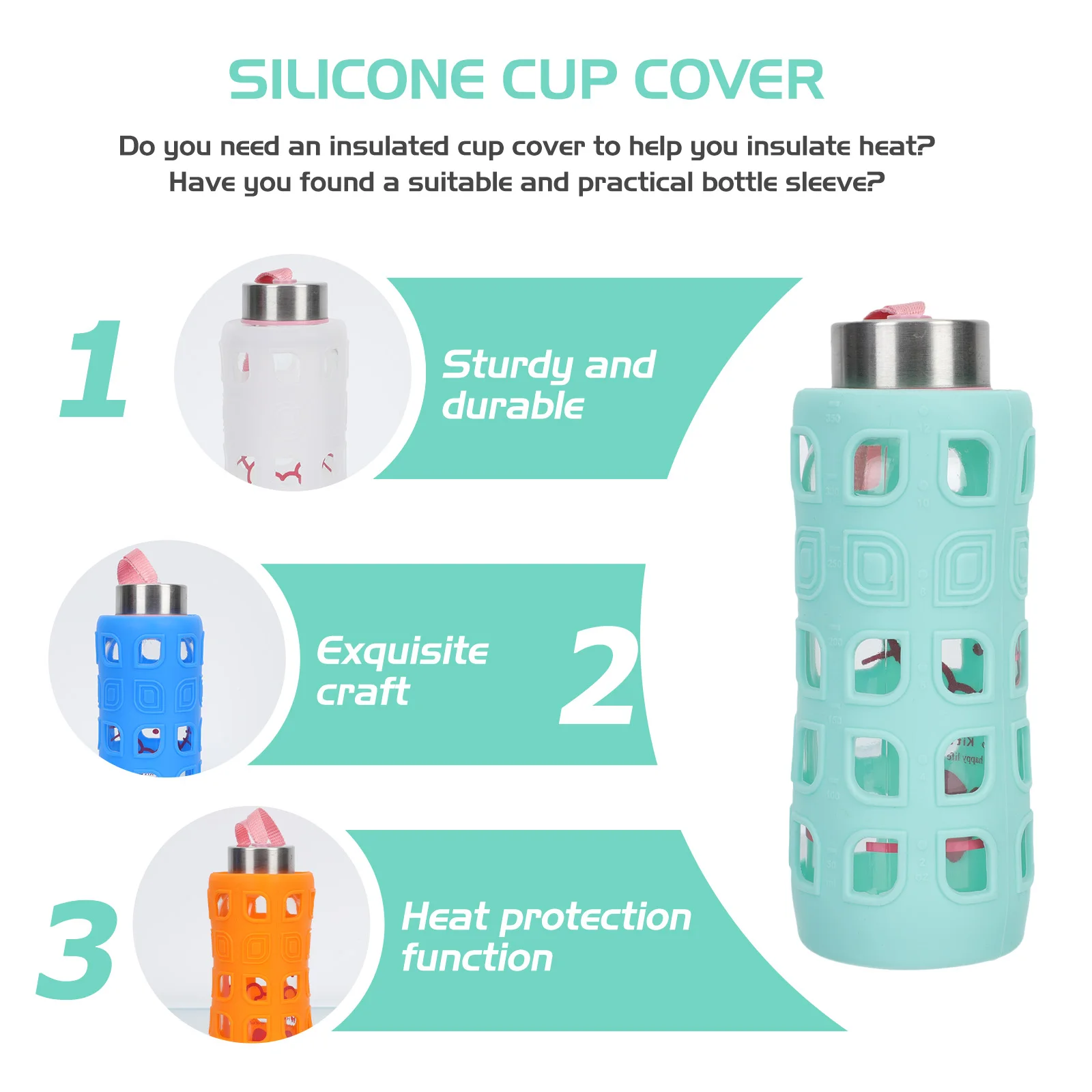 

4pcs Cup Cover Heat Insulation Bottle Sleeve Leakproof Sports Protector Gel Kitchen Bottle Accessory Bar Accessories