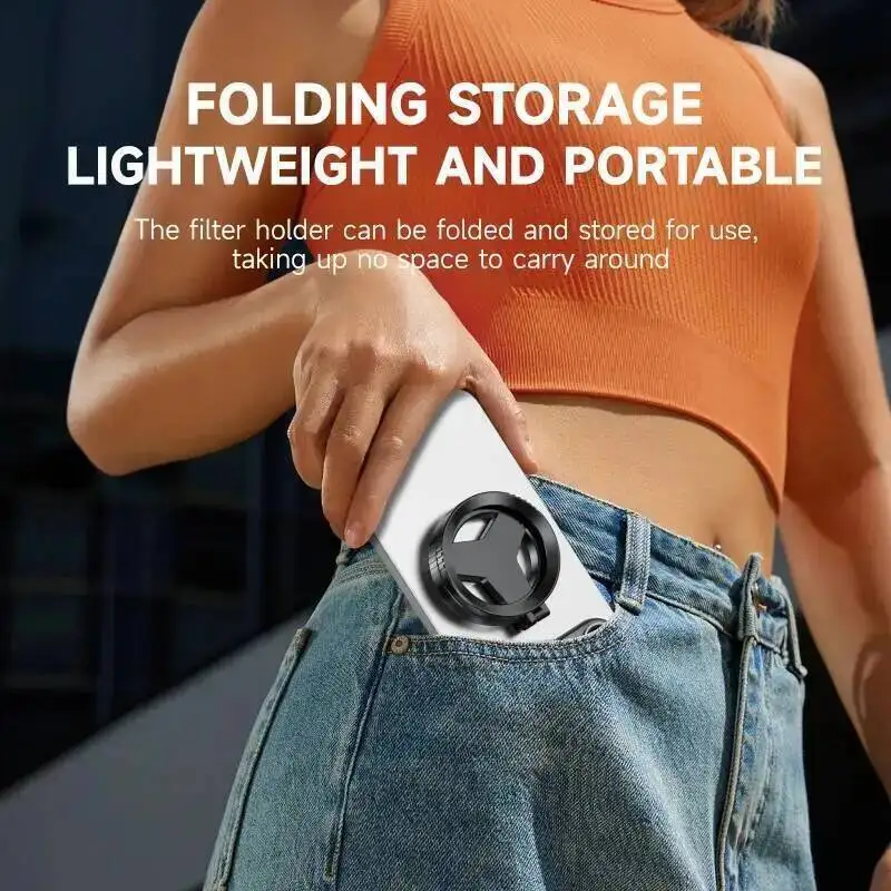 OUIO-filtro polarizador CPL para lente de teléfono, soporte magnético de 52mm para teléfonos inteligentes IPhone, Samsung, adaptador de montaje magnético retráctil