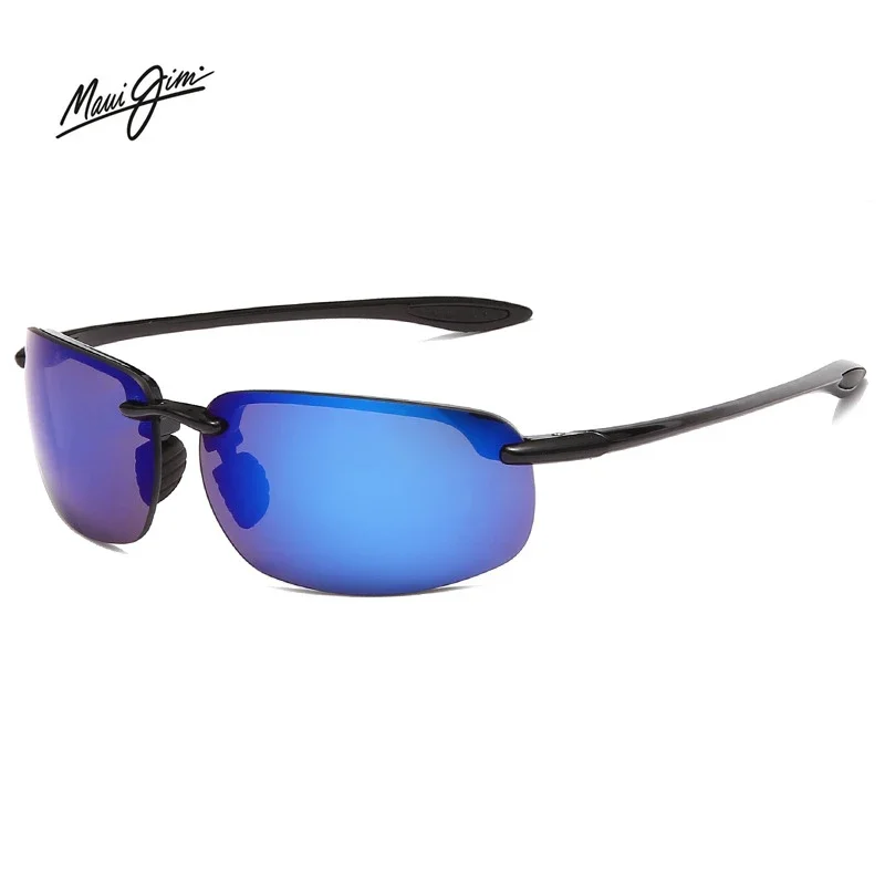 Maui Jim kacamata hitam tanpa bingkai olahraga klasik kacamata hitam Pria Wanita Pria mengemudi Golf persegi panjang bingkai sangat ringan kacamata matahari UV400