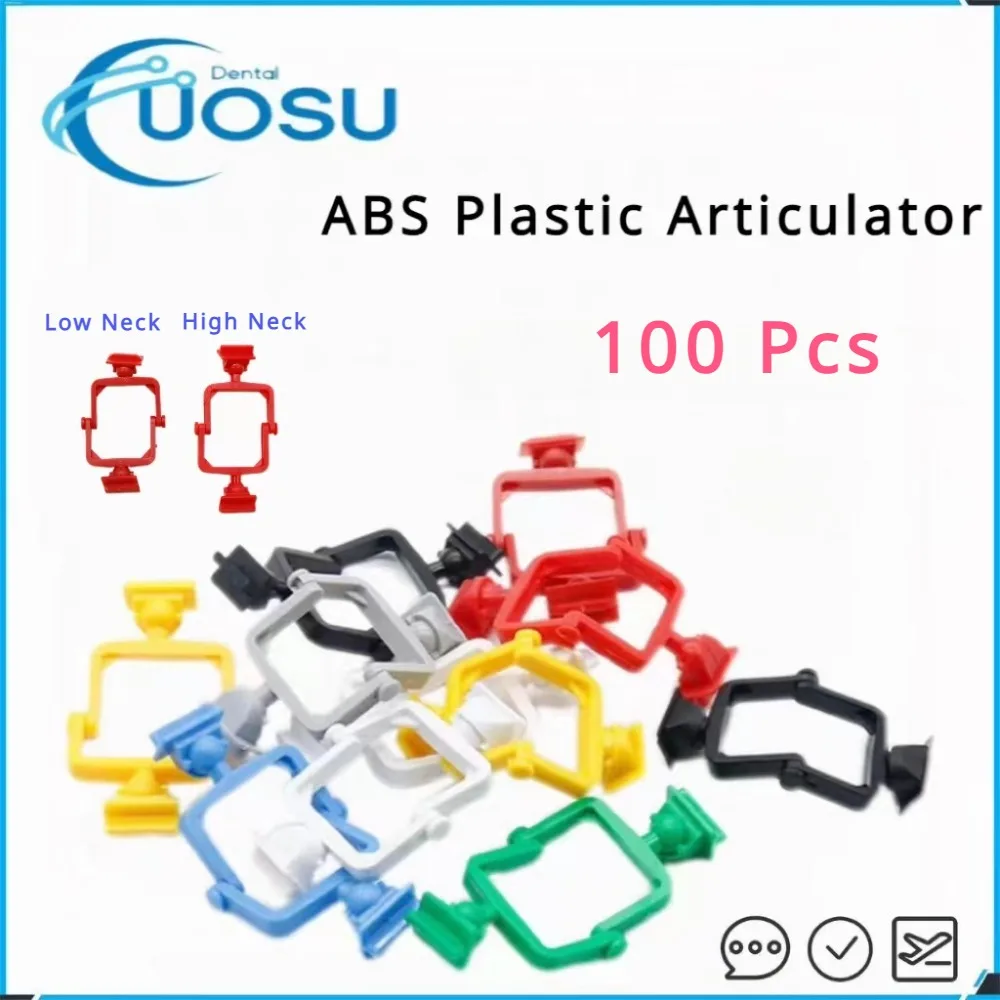 100pcs Dental Articulator Plastic Disposable Articulator Nylon Jaw Frame Black and White High Neck Low Neck Articulator