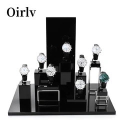 Oirlv Watch Display Stand Holder Rack Black Watch Holder Display Stand Watch Set Store Showcase Display Black Watch Stand Holder