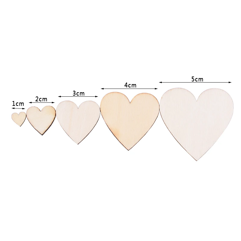 50-200Pcs Unfinished Wooden Hearts Blank Wood Slices Heart Love DIY Crafts Natural Crafts Supplies Wedding Table Centerpieces