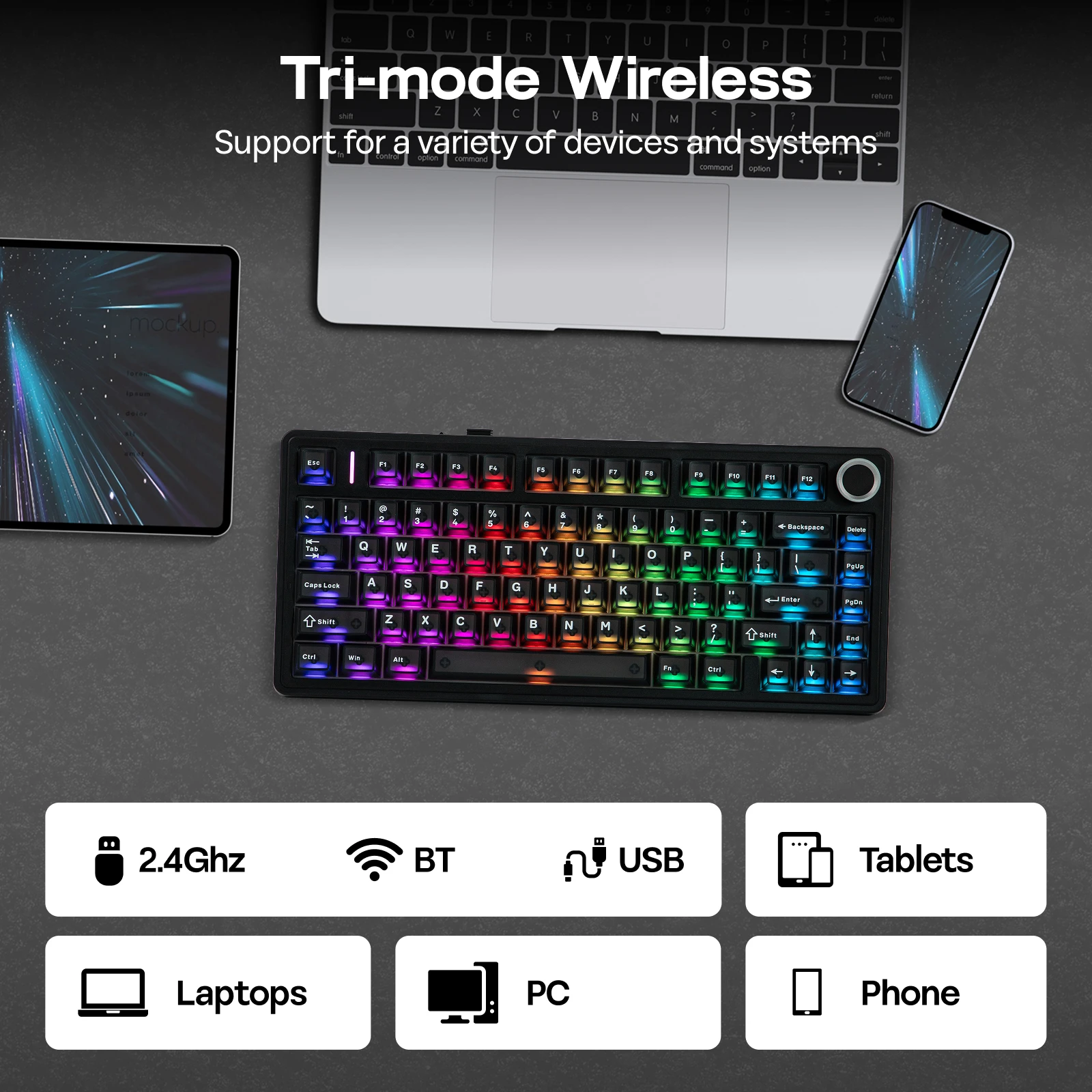 EPOMAKER x AULA F75 Ultra VIA 프로그래밍 가능 75% ANSI US QWERTY 레이아웃 가스켓 유선/블루투스/2.4Ghz 무선 기계식 …