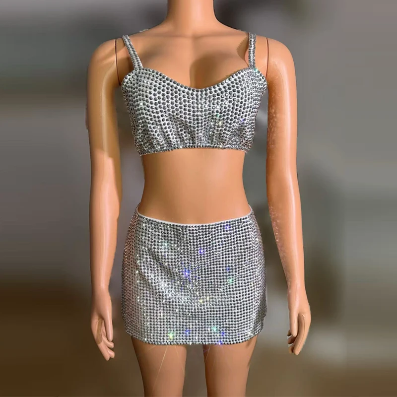 Sexy Mesh Overall Voller Strass Kostüm Frauen Party Jazz Dance Kleidung Bar DJ Pole Dance Festival Outfit Bühne Tragen XS9905