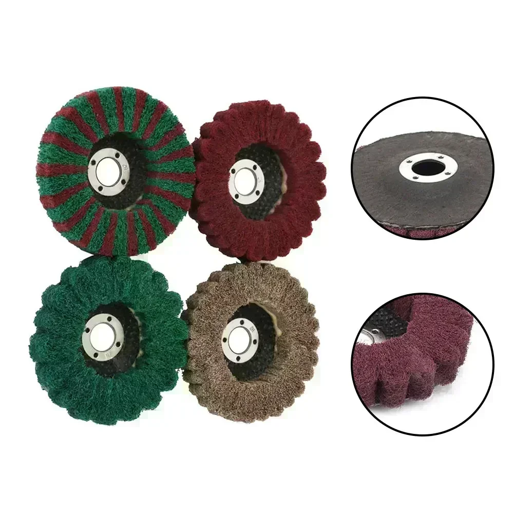 1 Pc 4inch Polishing Pad Scouring Pad Buffing Wheel 100*16mm Nylon Fiber Flap Cleaning Wheel Grinding Disc For Polisher Parts