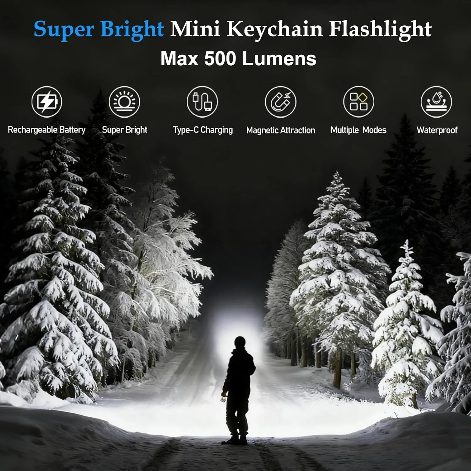 Super Bright LED Flashlight USB Rechargeable Pocket Torch with Clip & Magnetic Base Mini Keychain EDC Light for Outdoor Camping