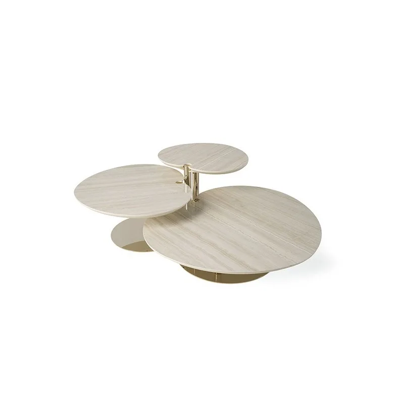 Italian minimalist natural marble tea table, living room small apartment designer modern minimalist combination round  table