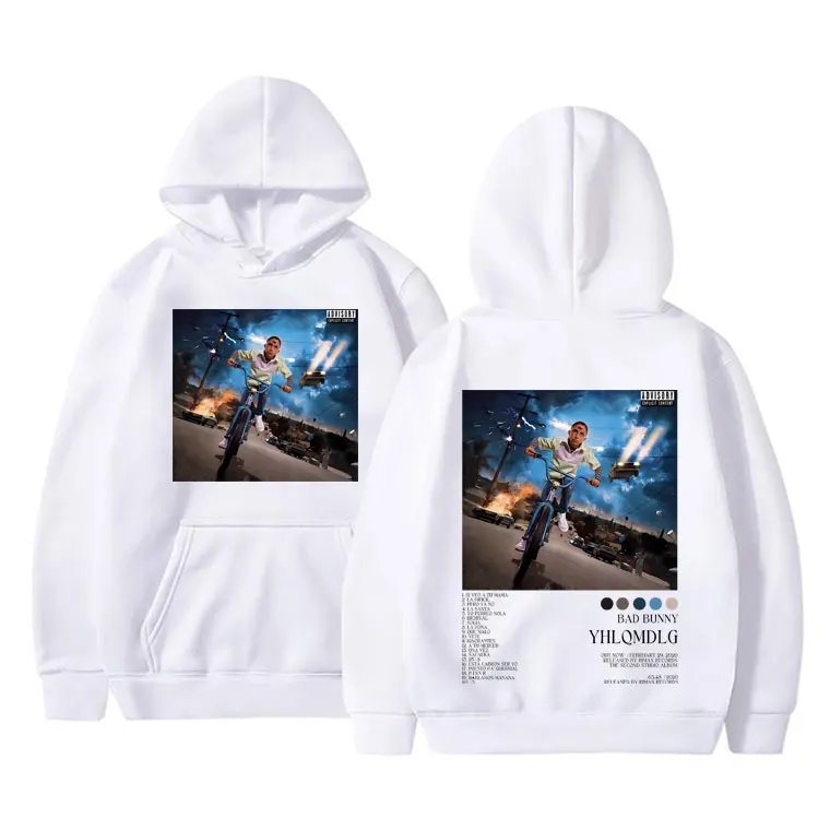 Rapper Bad Bunny Hoodie para homens e mulheres, moletom extragrande, streetwear Hip Hop, álbum de música, estampa gráfica, Harajuku, YHLQMDLG