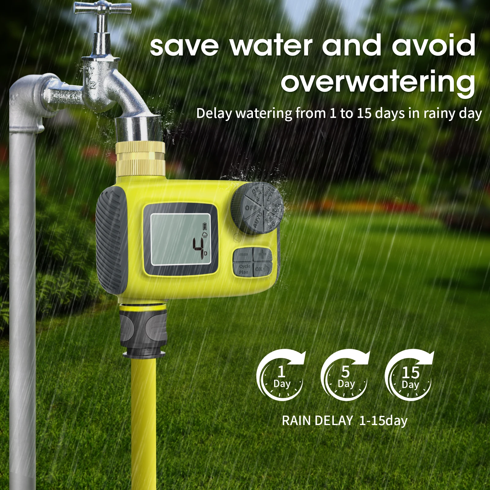 Automatic Water Timer Intelligent Irrigation Watering System LCD Display IPX5 Sprinkler Timer Garden Programmer Equipment
