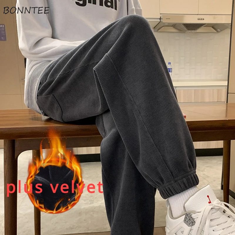 

Вельветовые брюки мужские M-8XL плюс бархатные теплые корейские модные свободные повседневные универсальные брюки Harajuku для подростков крутая уличная одежда на каждый день