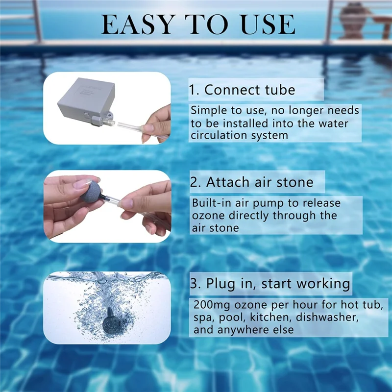 【OFF SHELF】Ozone Generator With Air Stones For Cold Plunge 300Mg/H High-Efficiency Water Ozonator With Air Stones