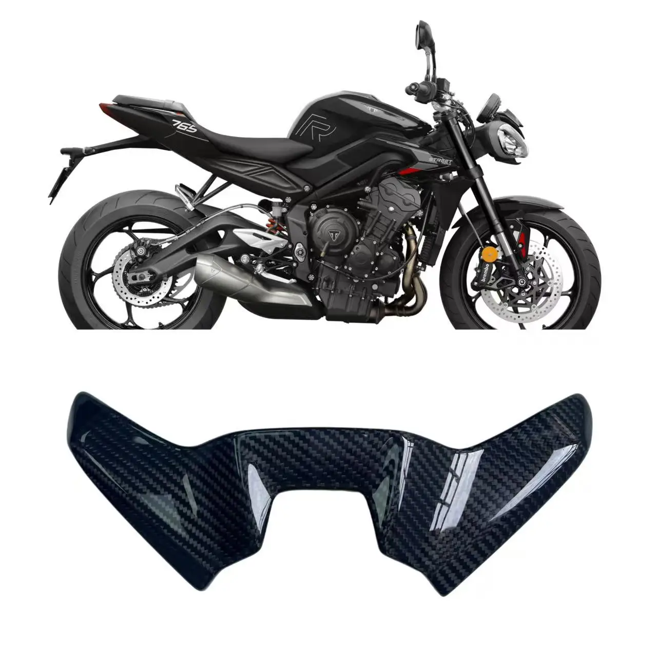 

Для Triumph Street Triple 765R RS Moto2 2023 + аксессуары из углеродного волокна для мотоцикла, передняя верхняя крышка, панель обтекателя, обтекатель