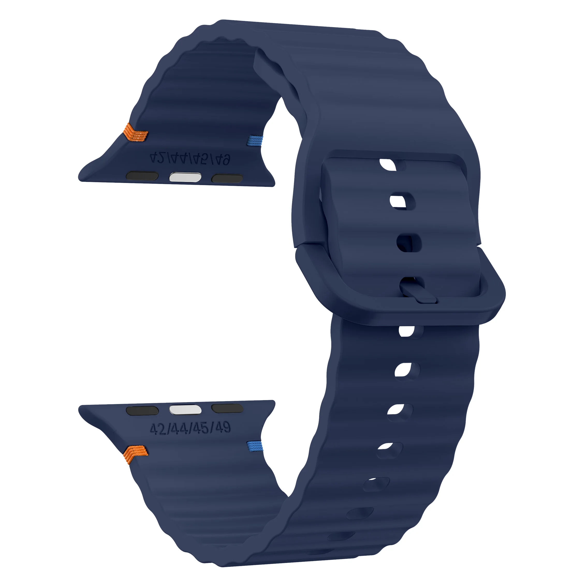 Wellenförmig genähtes Silikonarmband für Apple Watch 12 11 10 46mm 42mm Ultra 4/3/2 49mm Armband iWatch 9 8 SE 45mm 41mm 44mm Band – Detail 38