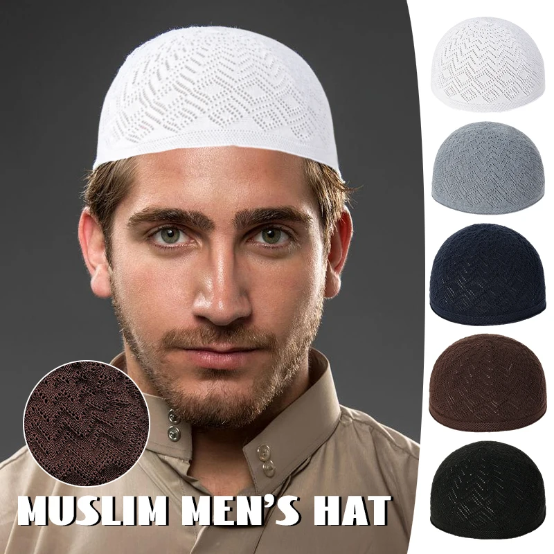 New Muslim Men Prayer Hats Unisex Winter Warm Knitted Beanie Cap Islam Jewish India Caps Musulman Arab Men's Kippah Homme Hat