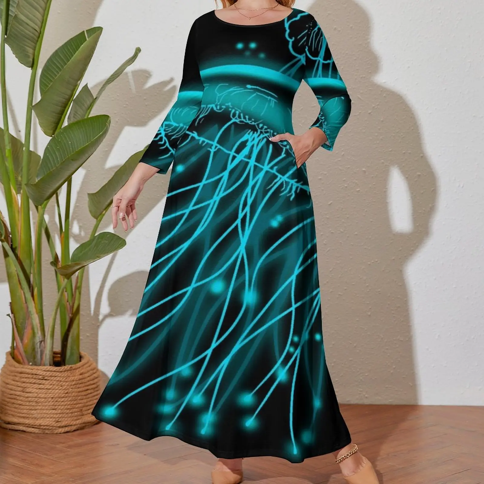 Méduse-Robe à Manches sulfpour Femme, Tenue de Bal Sexy