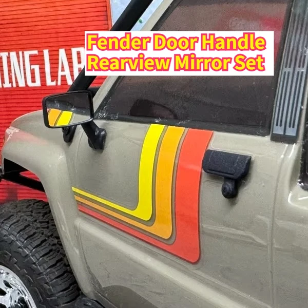 RC Crawler Simulated Fender Door Handle Rearview Mirror Set for Axial SCX10III 1/10 Customizable Size Offroad Upgrade Accessory