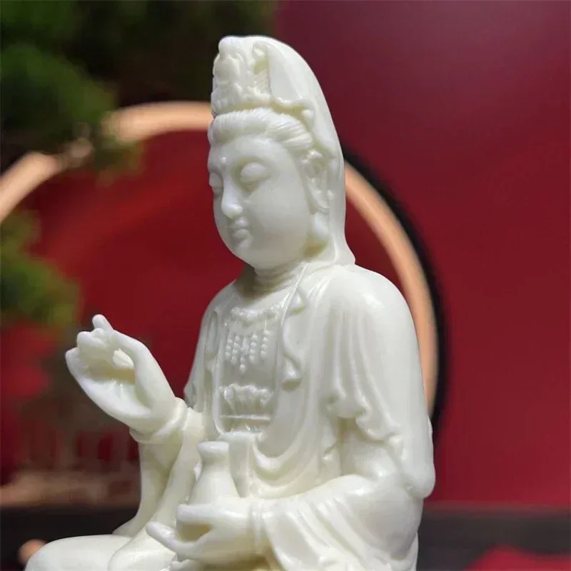 Ivory fruit Avalokitesvara Buddha statue Automotive accessories Temple sacrifice Living room decoration Attract wealth FengShui