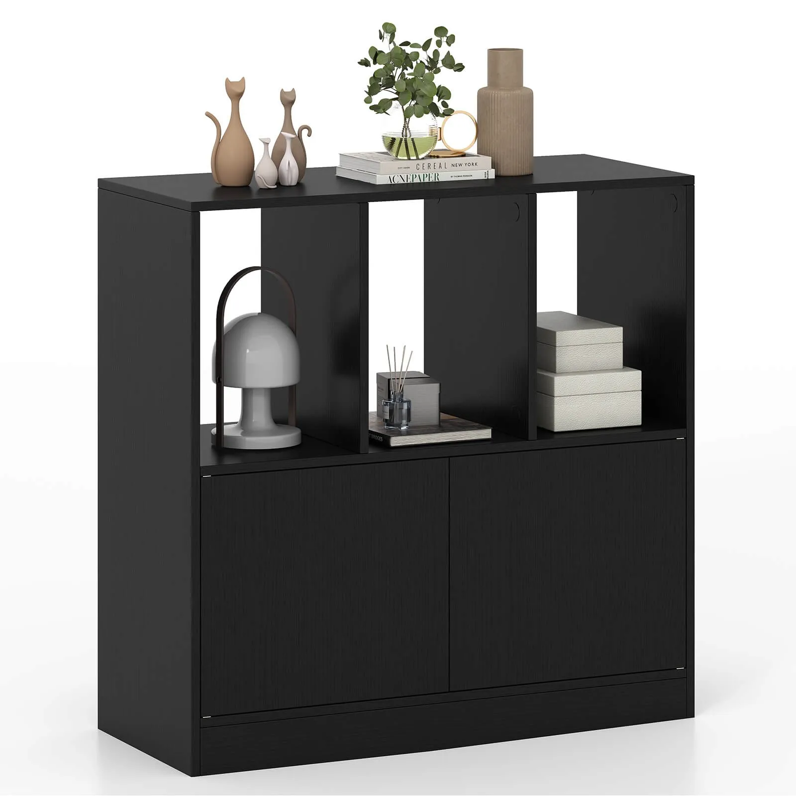 

Bookshelf with three cubic cabinets 3-layer bookshelf for living room and office