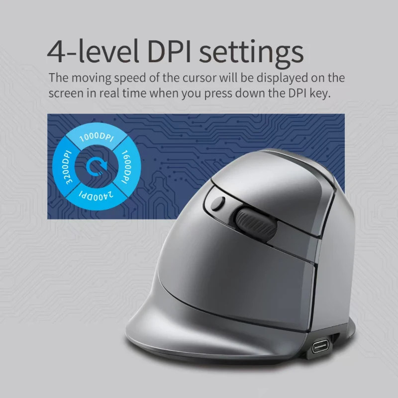F26C Vertical Ergonomic Mouse Bluetooth 2.4G Dual Mode Rechargeable with LED Display AntiMouse Hand Wrist Pain Mice
