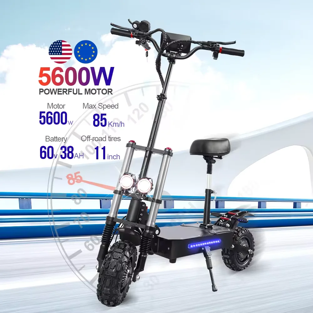 

STLF Advanced A Warehouse 5600w 6000w Dual Motor Fast Speed 85km/h Scooters 38ah Battery Long Range Off Road Electrical Scooter
