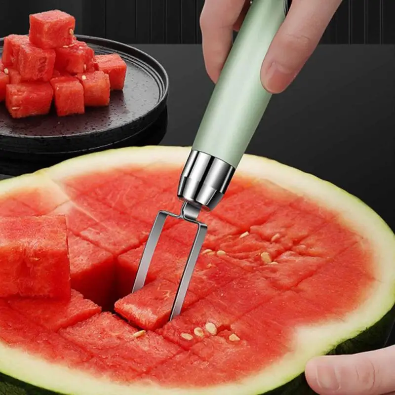 قطاعة البطيخ المحمولة ، الفولاذ المقاوم للصدأ ، قاطع مكعب آمن للتخييم ، أداة المطبخ ، قطاعة التخييم في الهواء الطلق