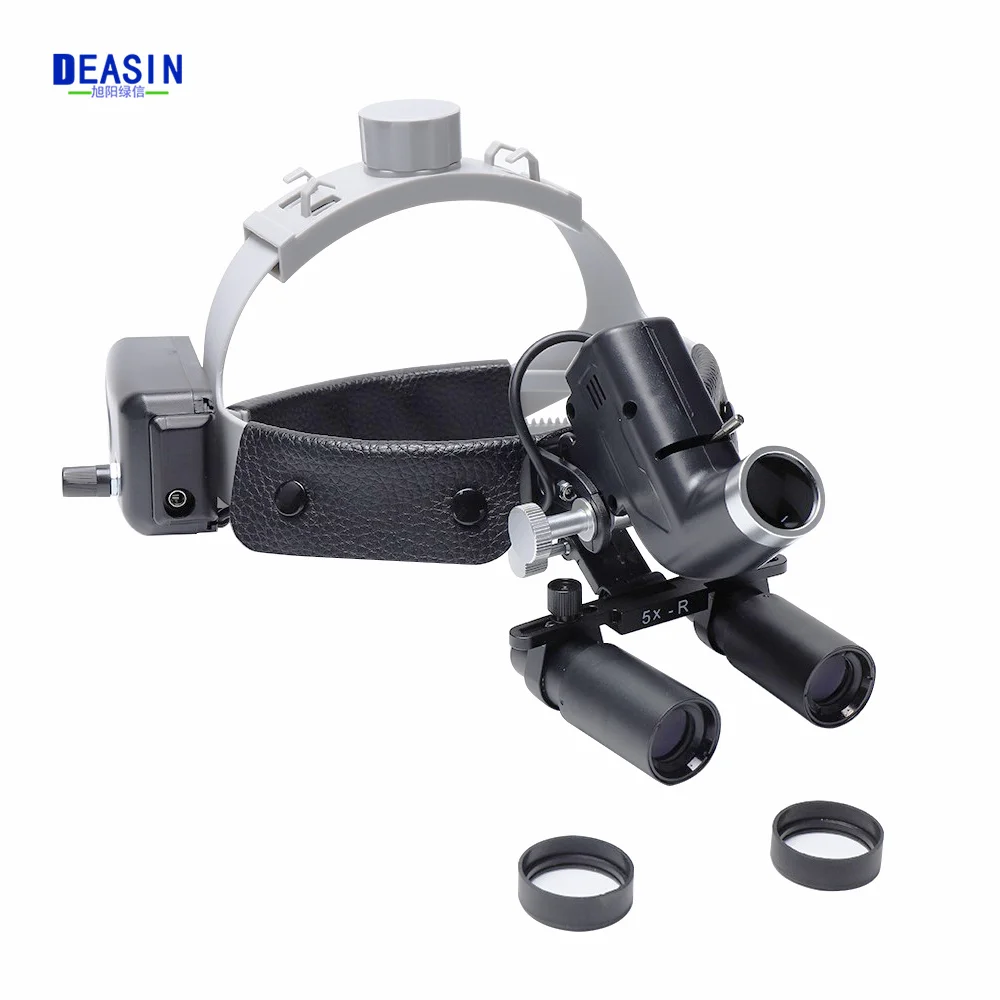 5W Dental ENT LED Surgical Medical Headlight Lamp 4X 5X 6X 8X Binocular Loupes Brightness Spot Ajustable Headband Leather Loupe