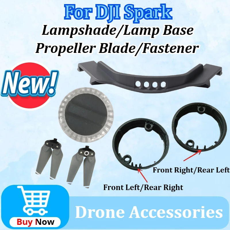 

New Upgraded LED Shade Lights Lamp Cover/Base/Snap Fastener/Propeller Blade for DJI Spark Lamp Protection Component Replacement