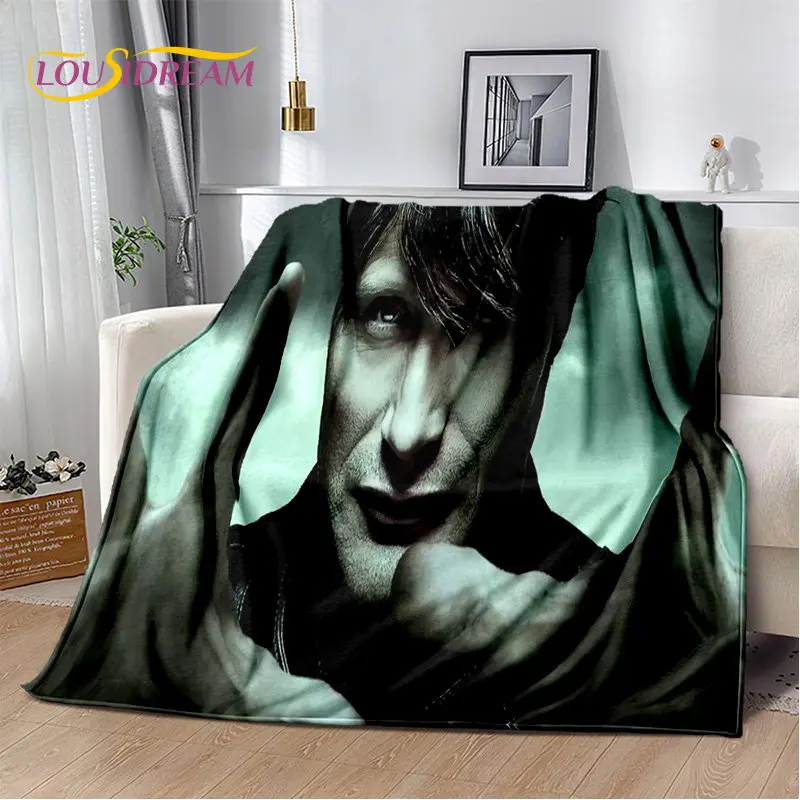 3D Mads Mikkelsen Actor Star Soft Plush Blanket,Flannel Blanket Throw Blanket for Living Room Bedroom Bed Sofa Picnic Cover Kids