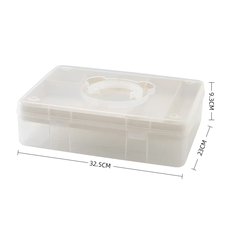 Bear Stationery Storage Box Student Desktop Sundries Grid Double-layer Transparent Plastic Storage