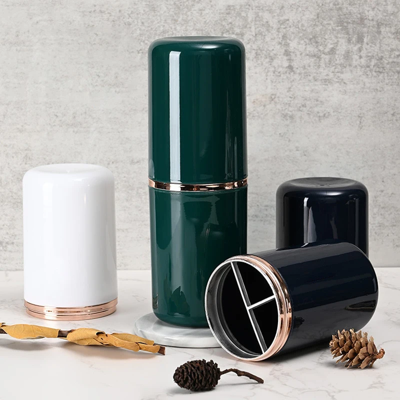 New Travel Organizer; Portable Bathroom Toothbrush Cup; Compact Toothpaste Storage; Unique Holder.