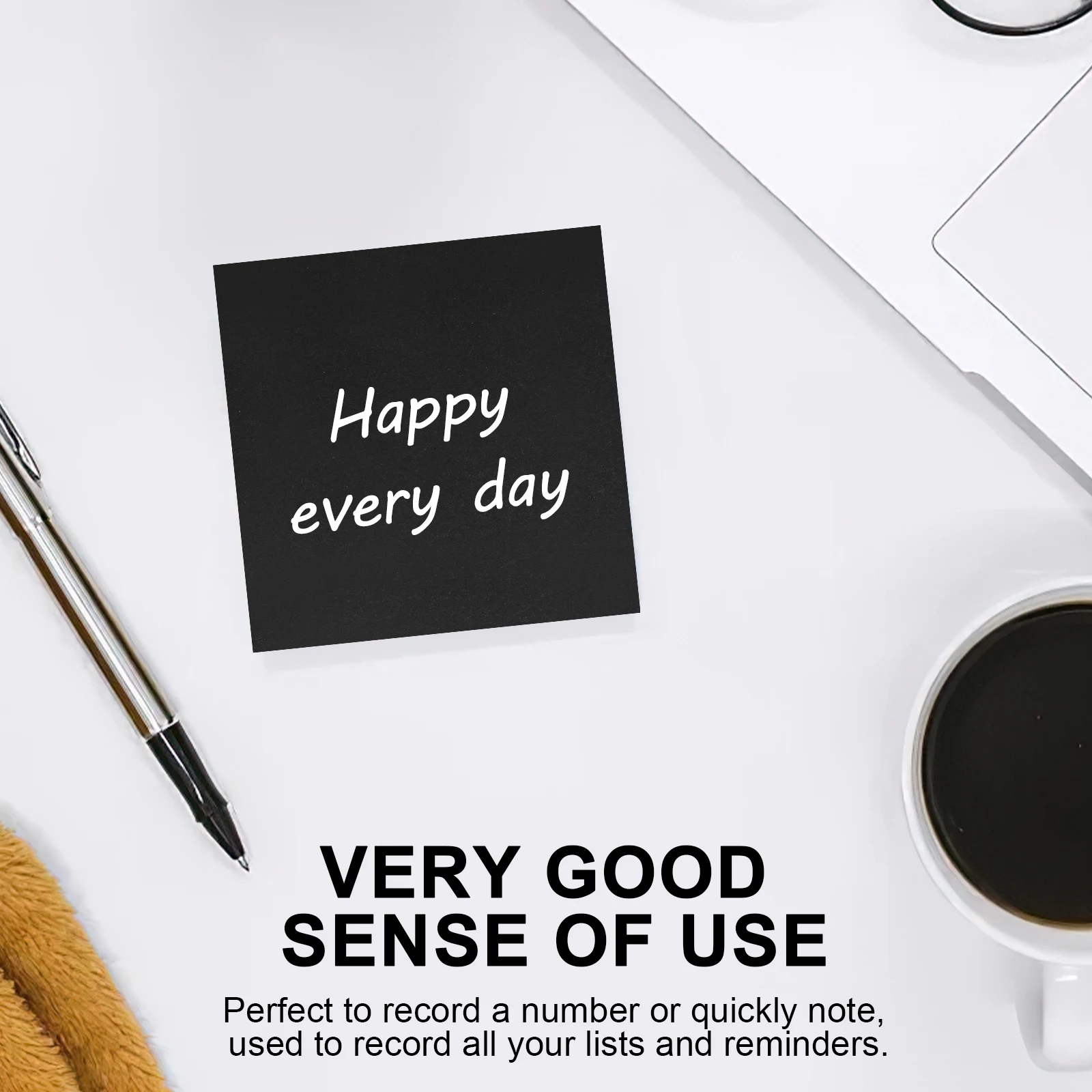 

1Set Black Memo Stickers Office Memo Sticky Tearable Paper Portable Self Stick Note Pads Daily Use Note Stickers