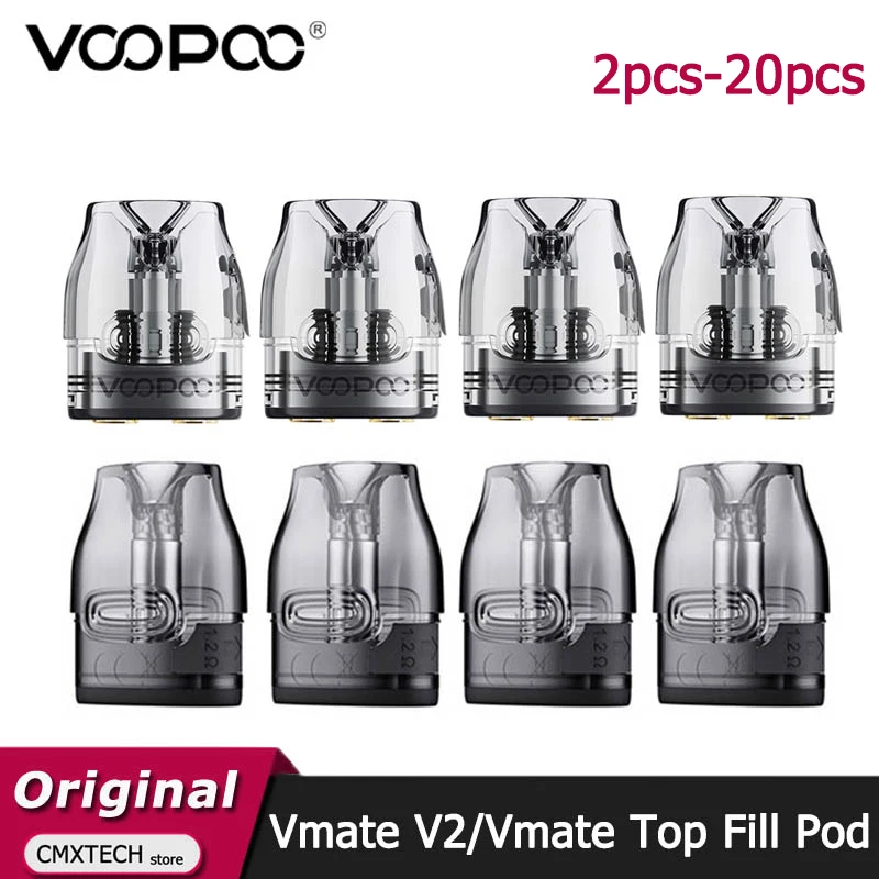 2 قطعة-20 قطعة خرطوشة Voopoo Vmate V2 3 مللي 0.7/1.2ohm & Vmate Pod Top ملء 0.4/0.7ohm لـ V.THRU Pro/Vmate Pro/Vmate Max/Vmate i2
